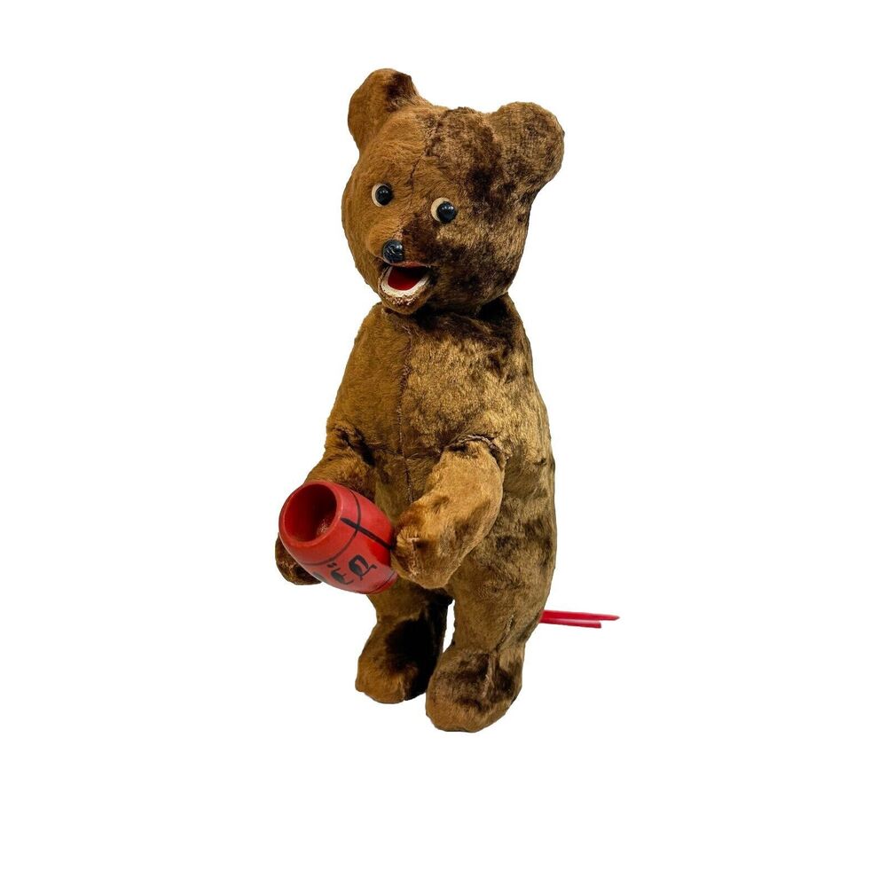 Vintage USSR Soviet Wind-Up‎ Toy Teddy Bear Eating Honey Honeypot With Key